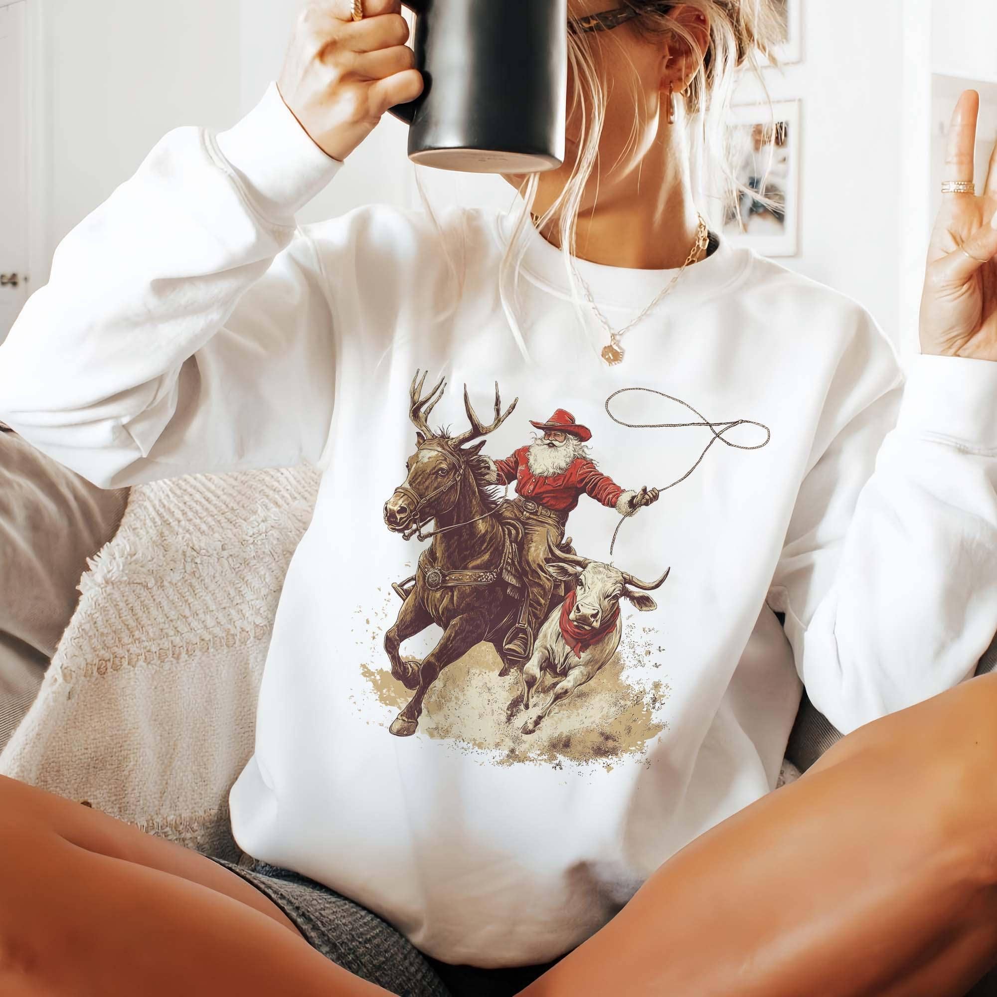 NVC Ecommerce LLC - Wholesale T-Shirt (Graphic) - Women's - Cowboy Santa Christmas Sweatshirt, Country Christmas Shirt3