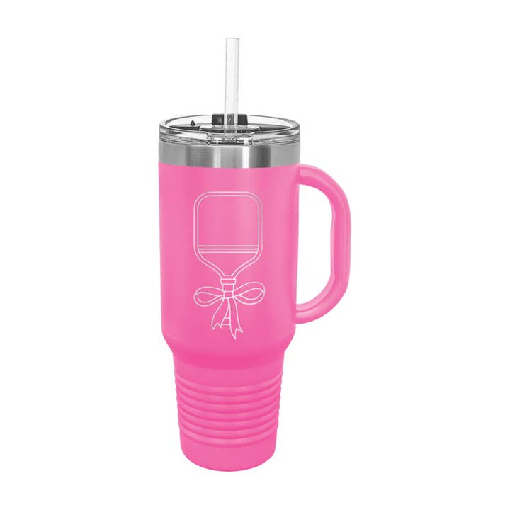Pickleball Paddle Bow Travel Mug for wholesale by Viv&Lou