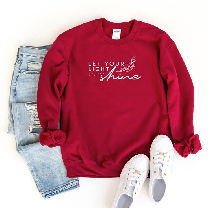 Let Your Light Shine | Sweatshirt | Faith | Religious for wholesale by Uplifting Threads Co Wholesale