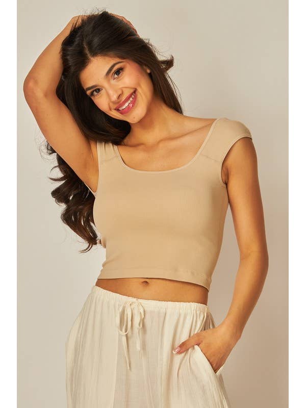 Camiseta sin mangas sin costuras con espalda redondeada para venta al por mayor de MintChoco