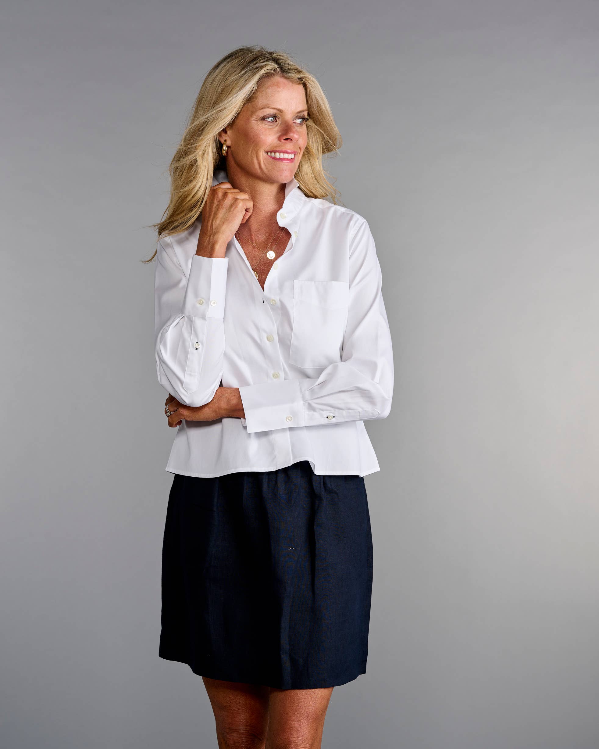 Claridge + King - Wholesale Button Down Shirt - Women's - The Crop Shirt in Crisp White