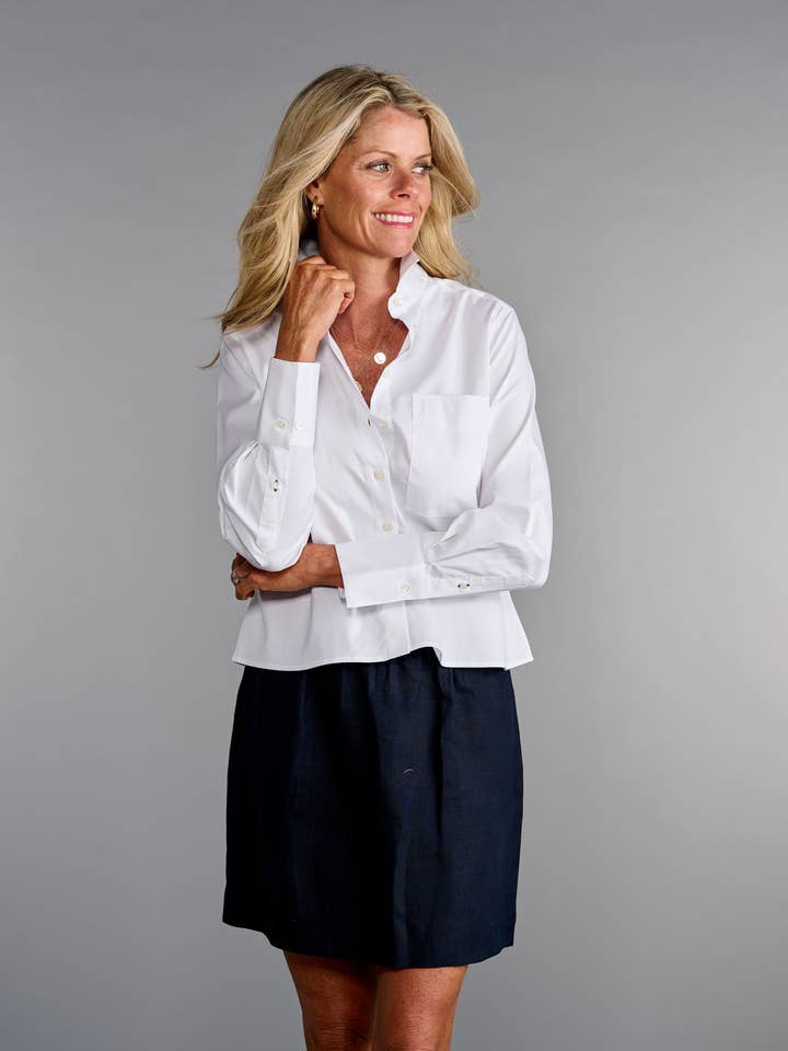 The Crop Shirt in Crisp White for wholesale by Claridge + King
