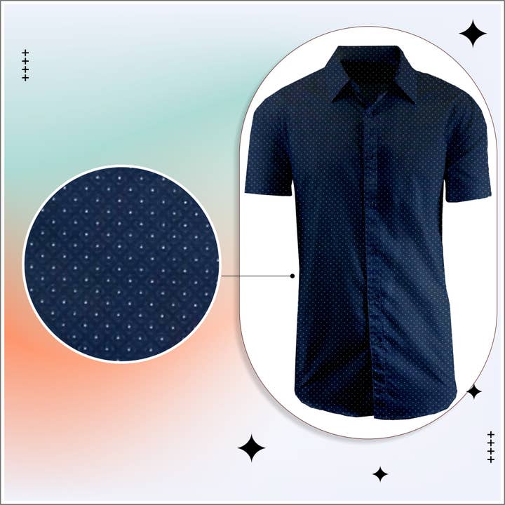 Galaxy By Harvic - Wholesale Button Down Shirt - Men's - Men's Short Sleeve Performance Stretch Printed Dress Shirts5