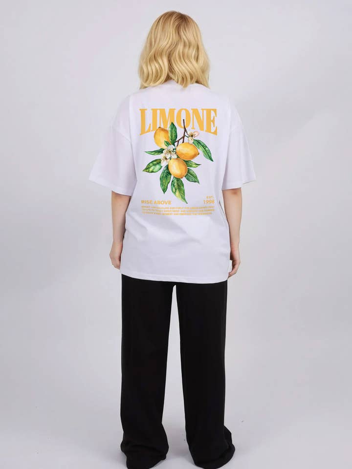 Missi Clothing – wholesale Tunic – Women’s – Women Oversized T-Shirt In Limone Rise Print 5