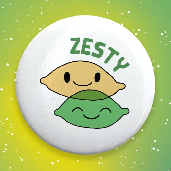 I'm Zesty Lemon/Lime Pinback Button for wholesale by Kestrop Studio