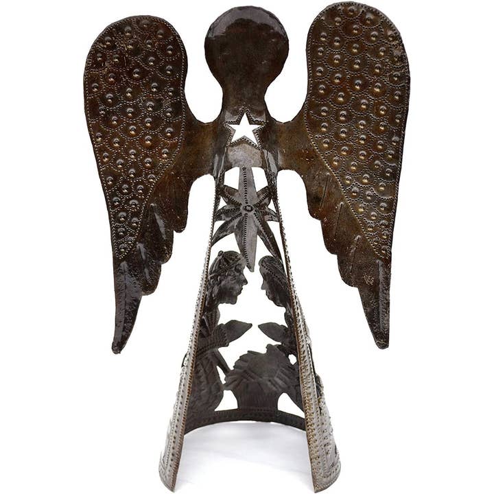 Haiti Fair Trade~ It's Cactus - Wholesale Nativity Scene Decor - Nativity Scene, Standing Angel 14" x 7" x 4"