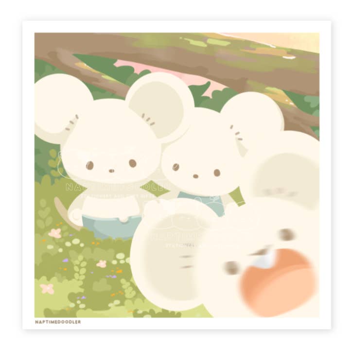 Autocollant Photo de Famille de Souris pour la vente par Naptime Doodler