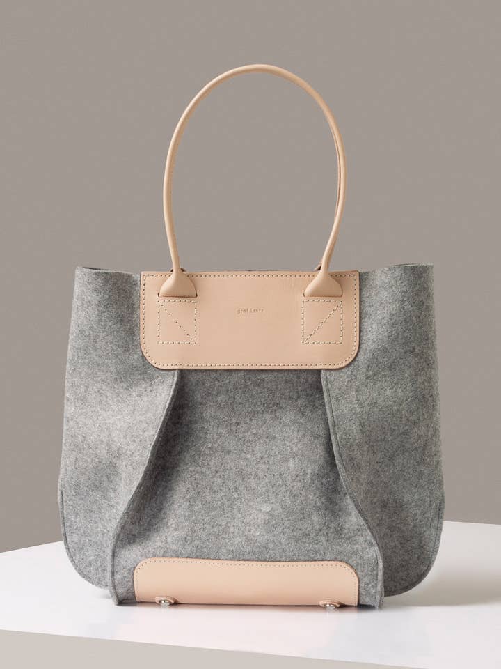 Frankie Midi Merino Wool Tote in Granite for wholesale by Graf Lantz