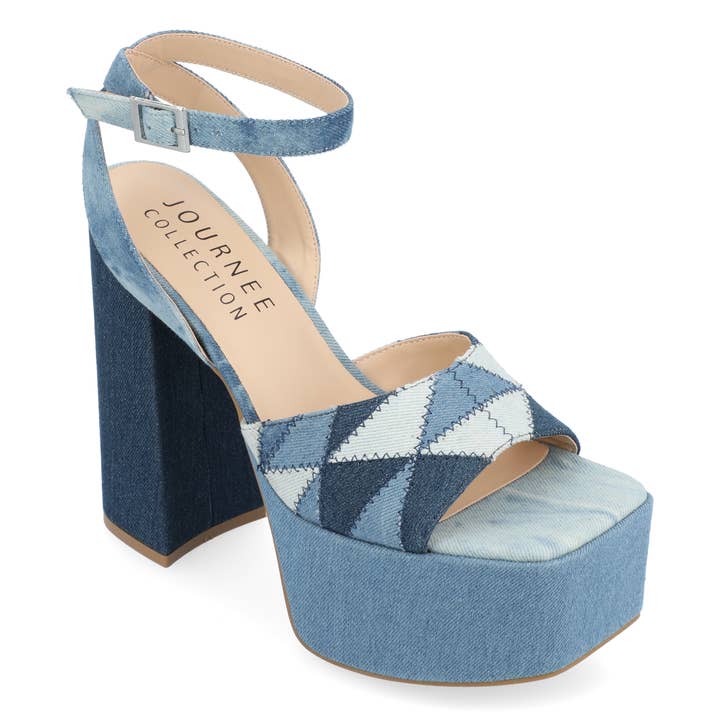 Journee - Wholesale Platform Heels - Women's - Asherby Strappy Heeled Sandals In Fabric