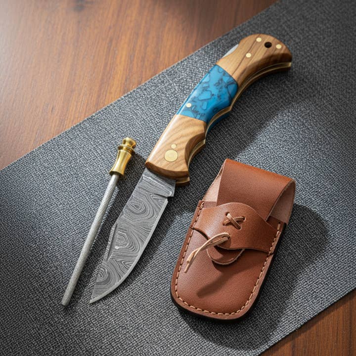 Faca dobrável damasco feita à mão de 2 m (6,5 pés), faca de bolso FH KNIVES por atacado de FH KNIVES