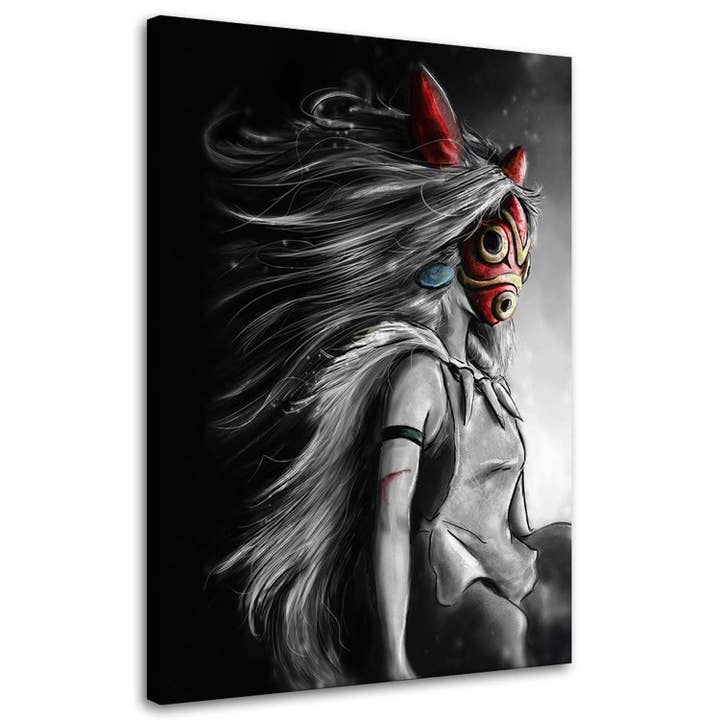 Motivartdesign - Vente Tableau/dessin - Toile Princesse Mononoke avec un masque rouge