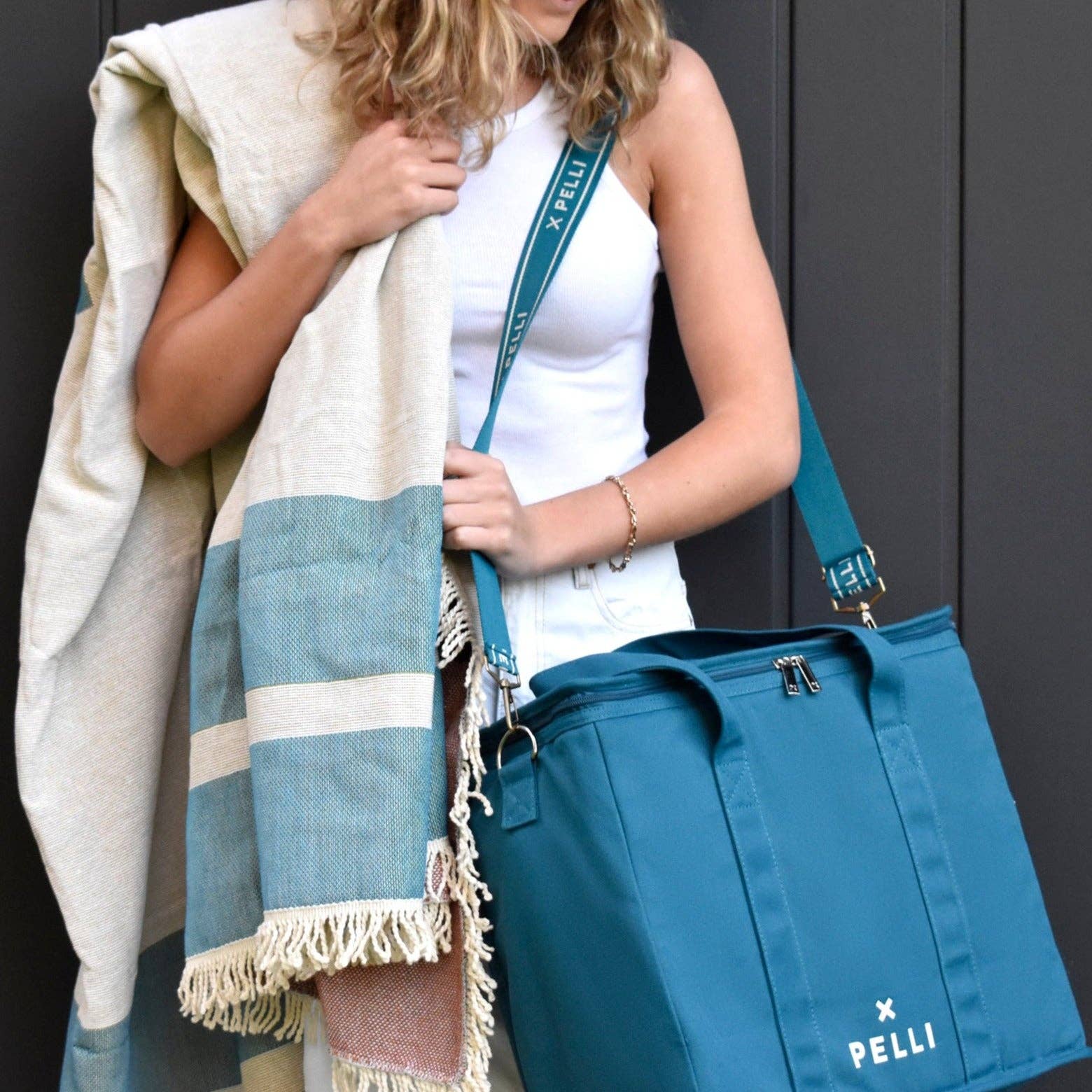 Chill Homie Crossbody -  Canvas Large Cooler Bag with Shoulder Strap in Dark Teal Blue for wholesale on Faire1