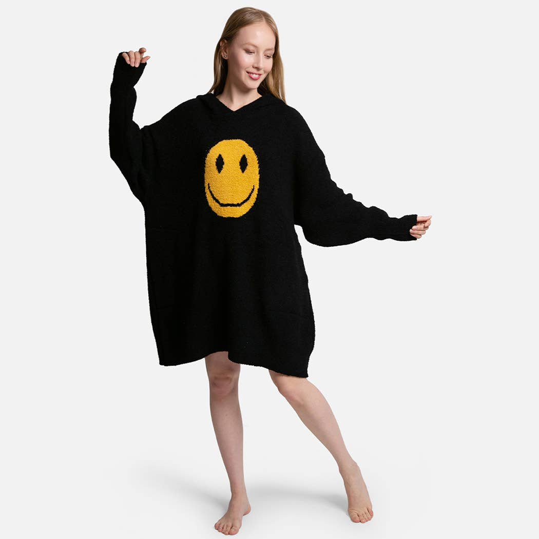 Fashion City - Wholesale Hoodie - Women's - Hooded Happy Face Snuggie with Pocket2