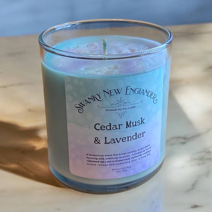 Cedar Musk & Lavender • Color-Drip Candle for wholesale by Swanky New Englander