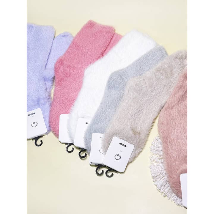 ASSORTED COLOR Cozy Solid Indoor Furry Socks for wholesale on Faire3