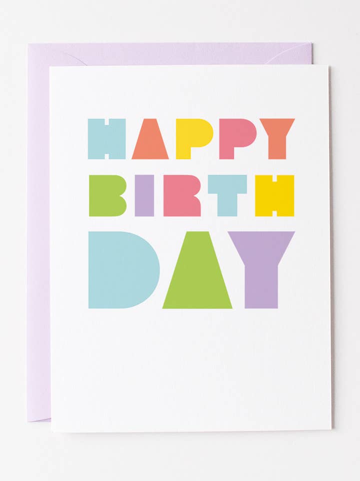Block Type Happy Birthday Greeting Card for wholesale by Graphic Anthology Greeting Cards