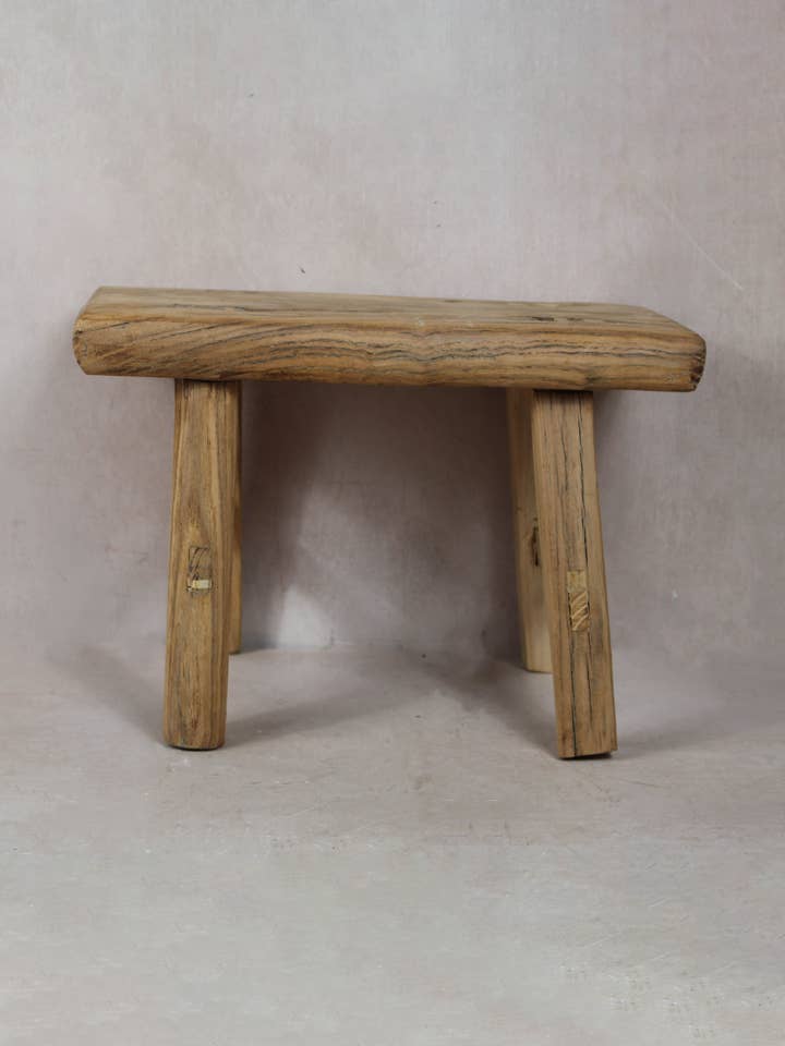 Vintage Rustic Stool Small - Elm wood - 34 for wholesale by Botanical Boys