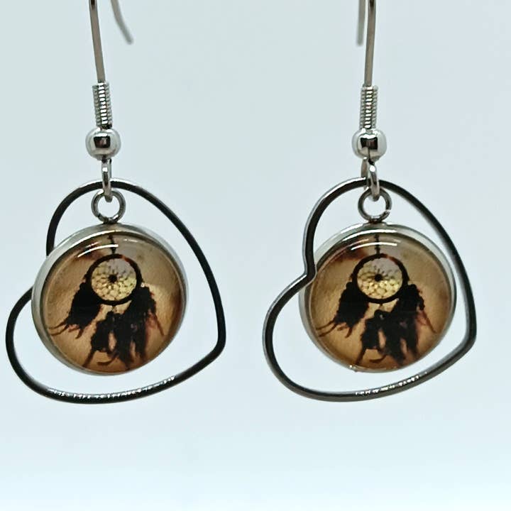 L'Atelier d'Oméri - Wholesale Dangle Earrings - Earrings with dream catcher cabochon | earrings | Dreams catcher