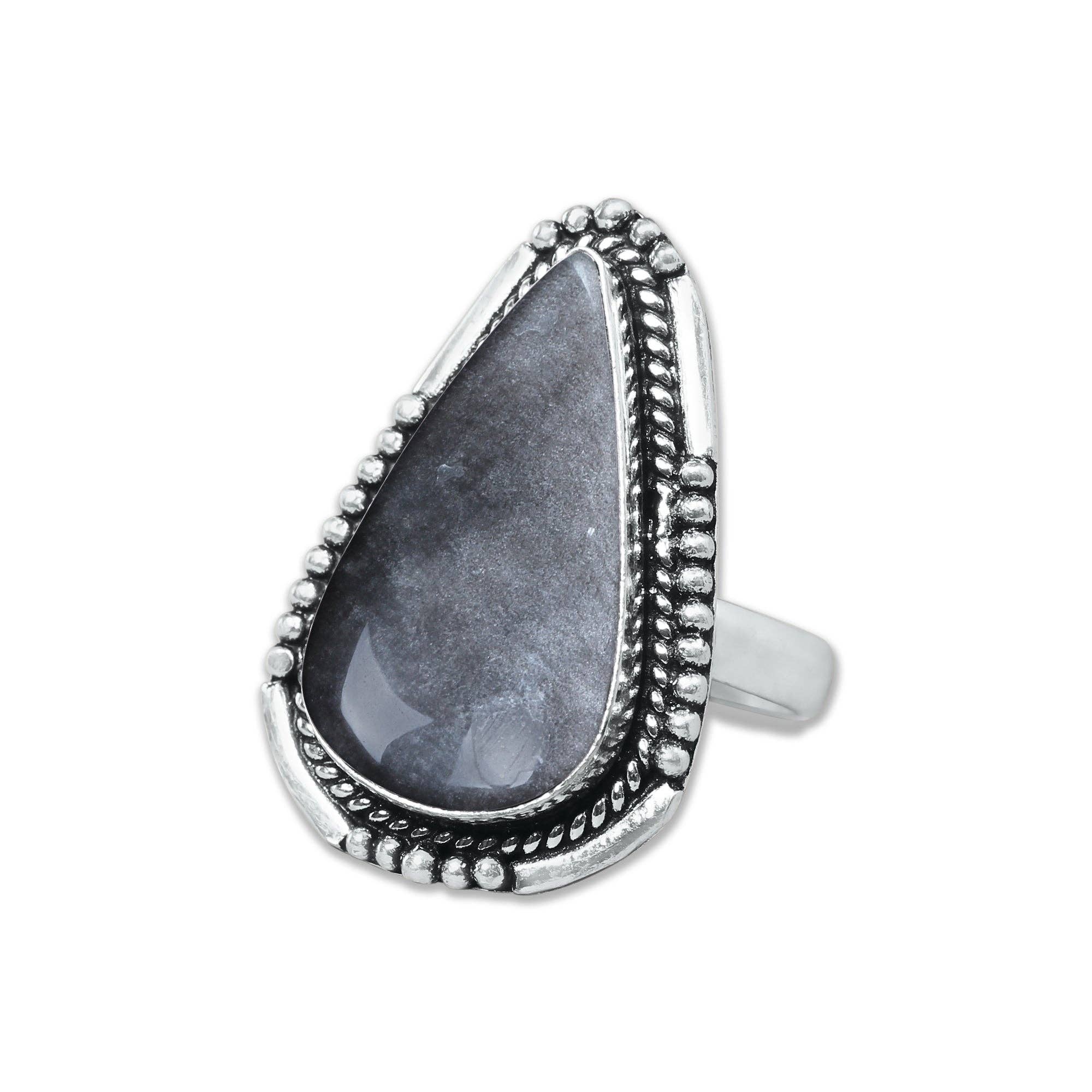 Handmade Jewels - Wholesale Cocktail/statement ring - Silver Sheen Obsidian Rings – Handmade, Silver-Plated, Mystical Glow (Made to Order)3