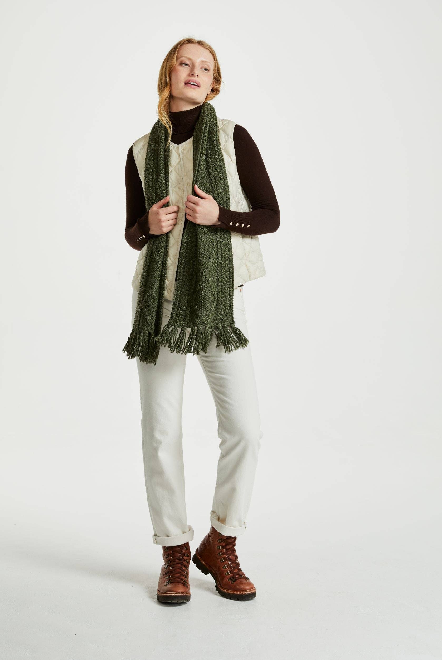 Aran Woollen Mills - Wholesale Scarf - Women's - Kinard Aran Scarf -Green1