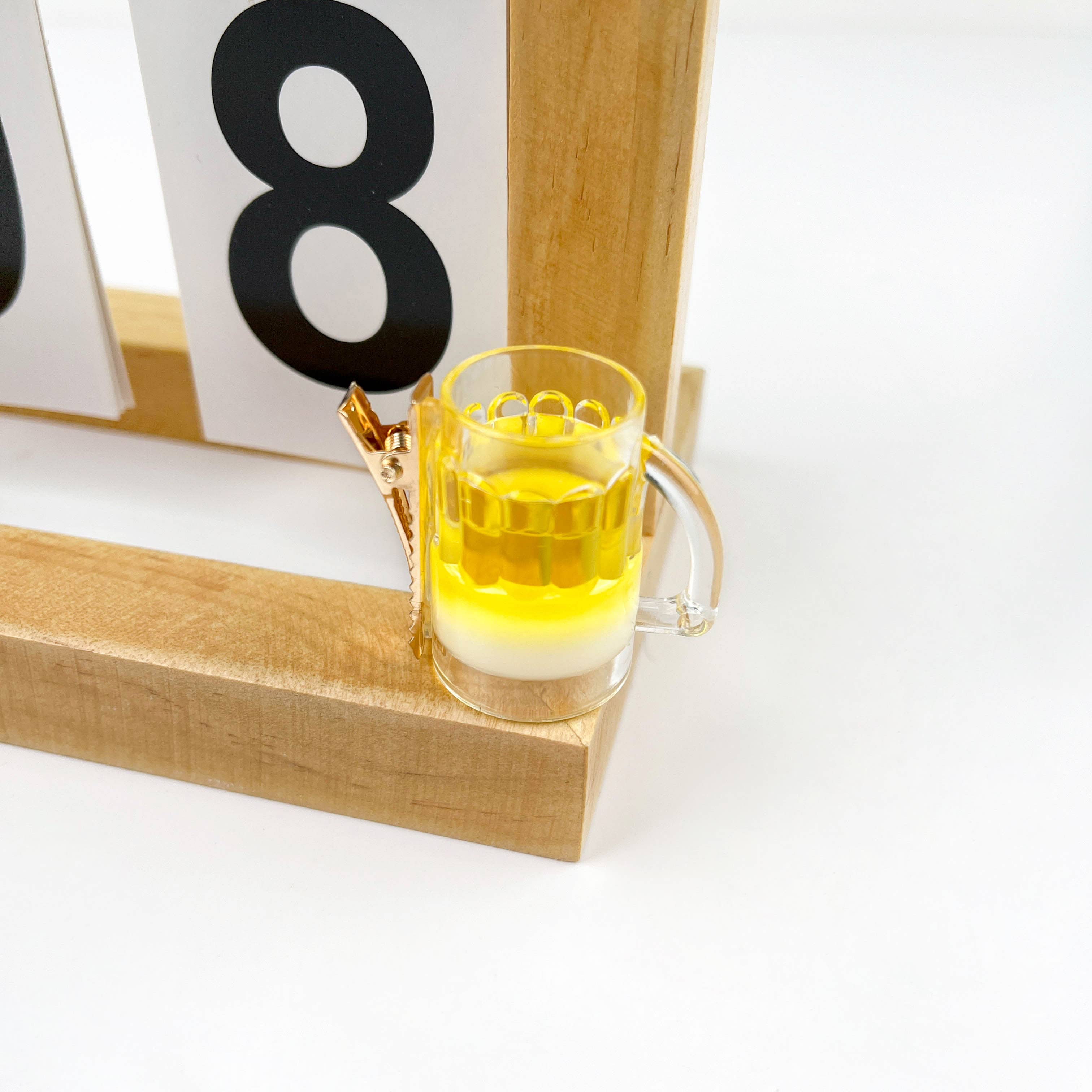 Yellow Funny imitation beer cup duckbill clip for wholesale on Faire1