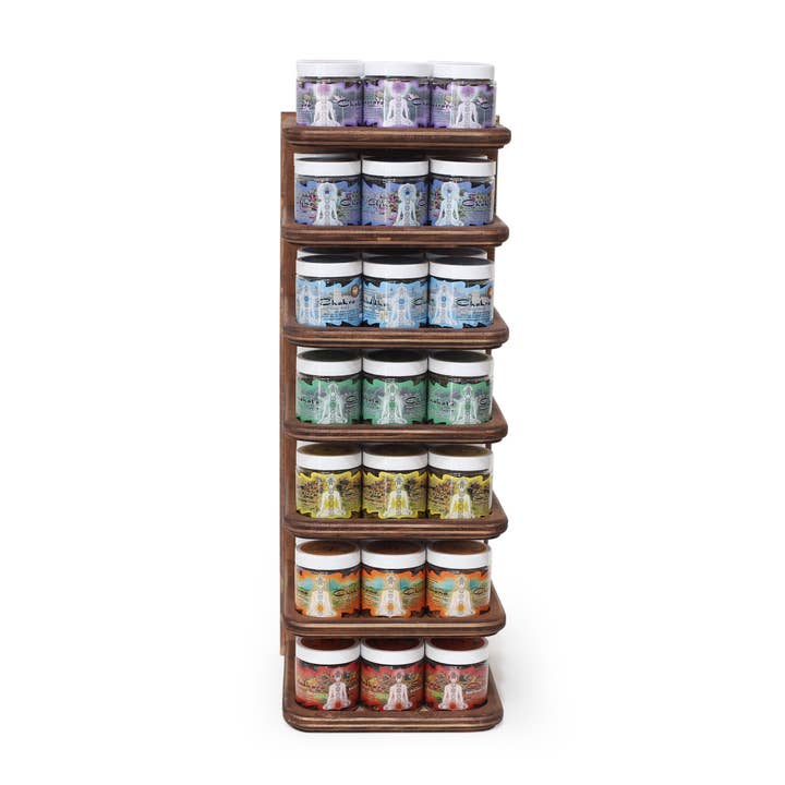 Prabhuji's Gifts - Wholesale Retailer Display - Home & Living - Display Rack - Herbal Resin Incense Chakra line - 42 Jars 2.1