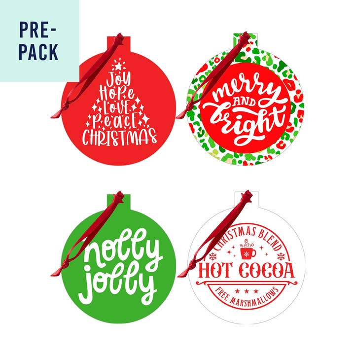 Merry & Bright Ornament 12 pc Set for wholesale by Viv&Lou