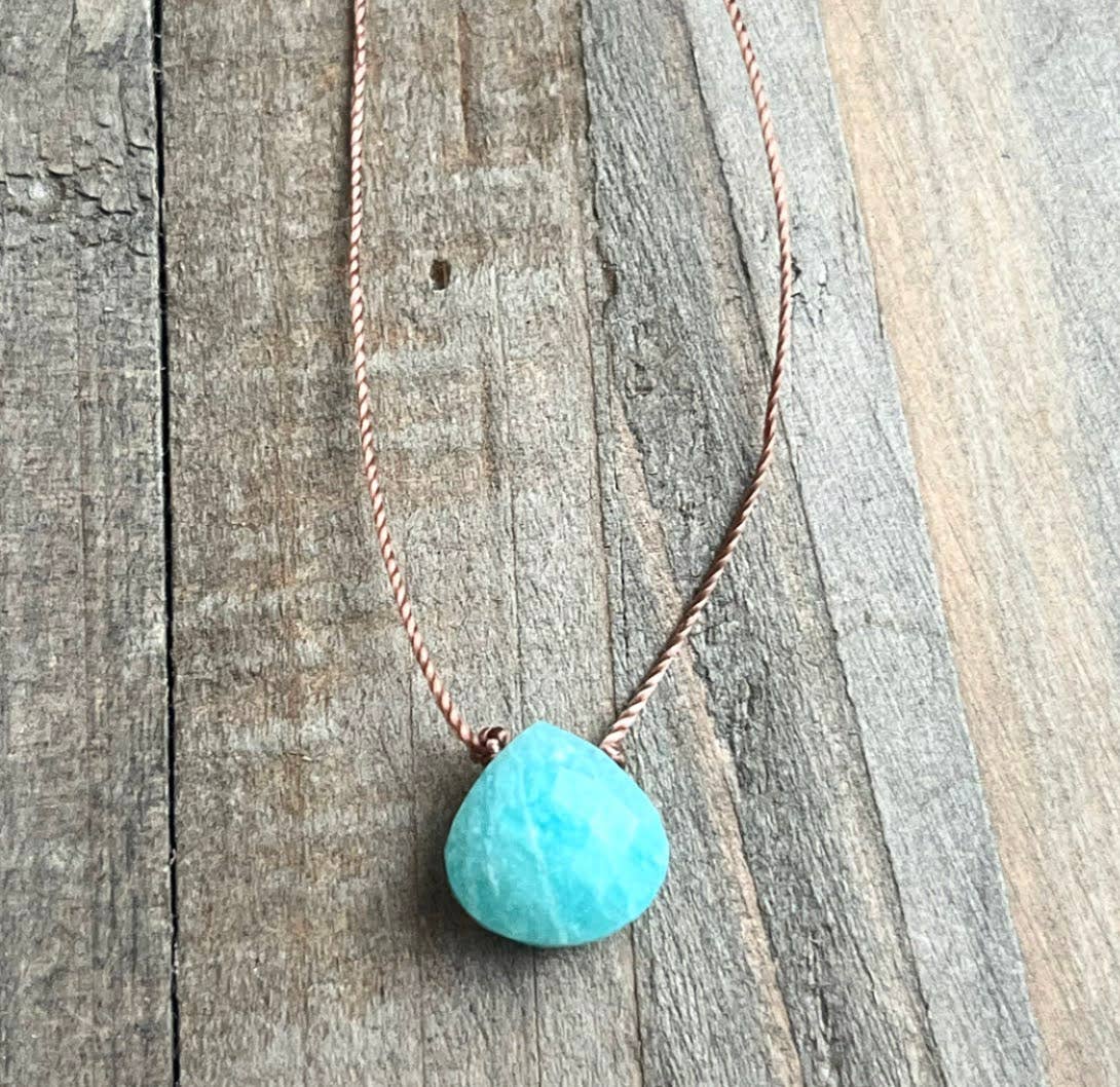 Merelani Designs - Wholesale Pendant/Charm Necklace - Amazonite Faceted Teardrop Gemstone Necklace5
