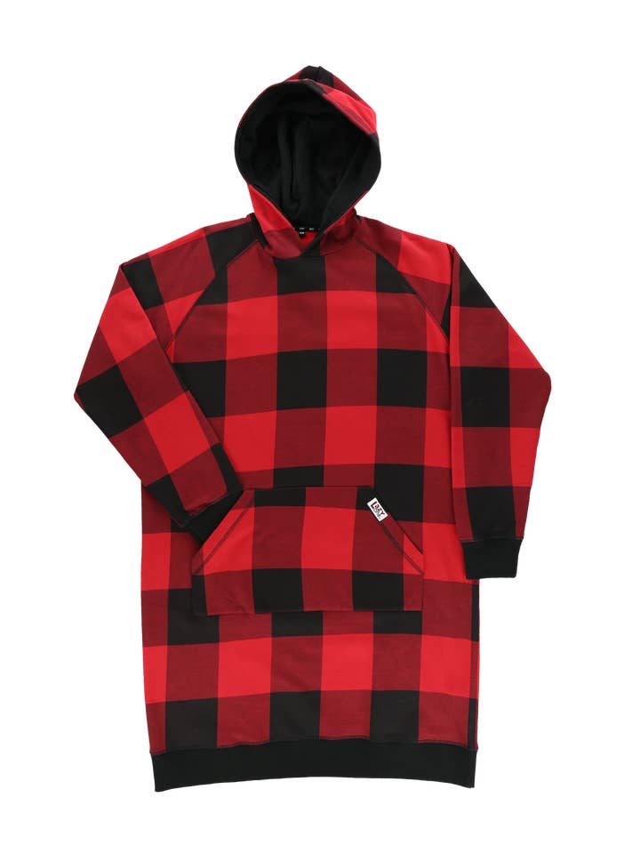 Lazy One - Wholesale Hoodie - Unisex - Red Plaid Sleep Hoodie