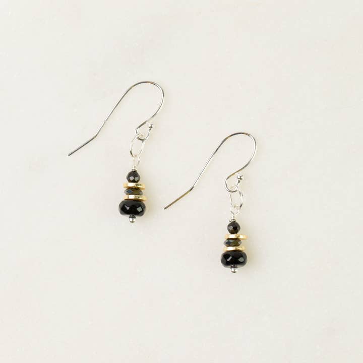 Anne Vaughan Designs Jewelry - Wholesale Dangle Earrings - Nightfall Stacked Black Hematite Rondelle Simple Earrings0