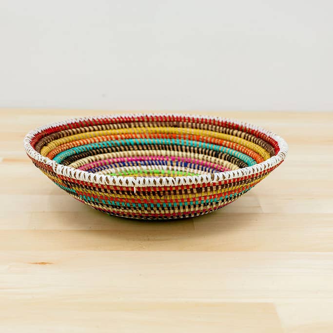 Gitzell FairTrade - Wholesale Decorative Plate/Dish/Bowl - African Wall Basket / Bowl, sweet grass, multi-color17