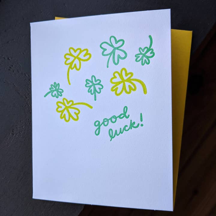 Good Luck! Folded Letterpress Card for wholesale by Beau Paper Co.