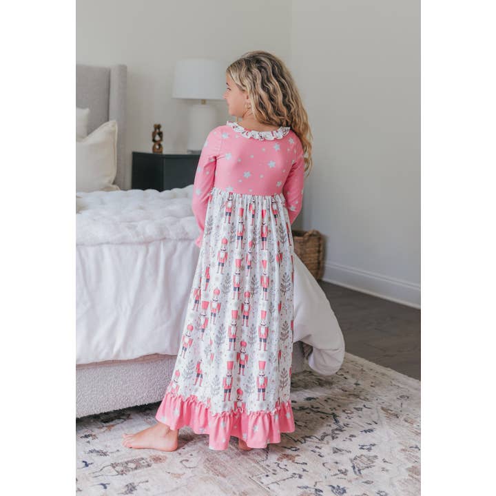 Oopsie Daisy - Wholesale Nightdress - Kids - Girls Pink Star Nutcracker Christmas Holiday Lounge Gown5