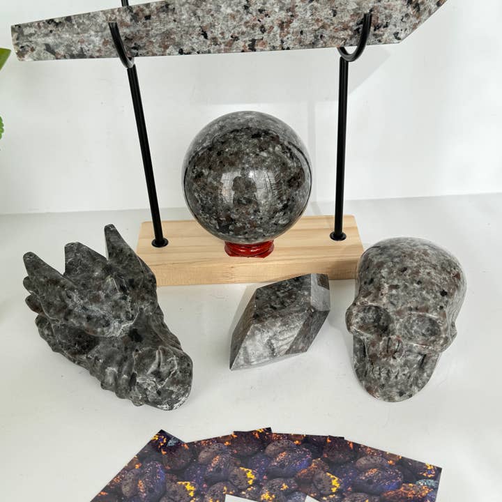 The 7 Directions - Wholesale Spiritual Stone/Crystal - 5 pc UV reactive Yooperlite set w/ crystal info card FC611