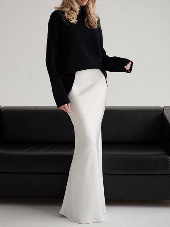 alberalkirk - Wholesale Skirt - Women's - Satin Mermaid Skirt High Waist Train Lightweight N5Z40513