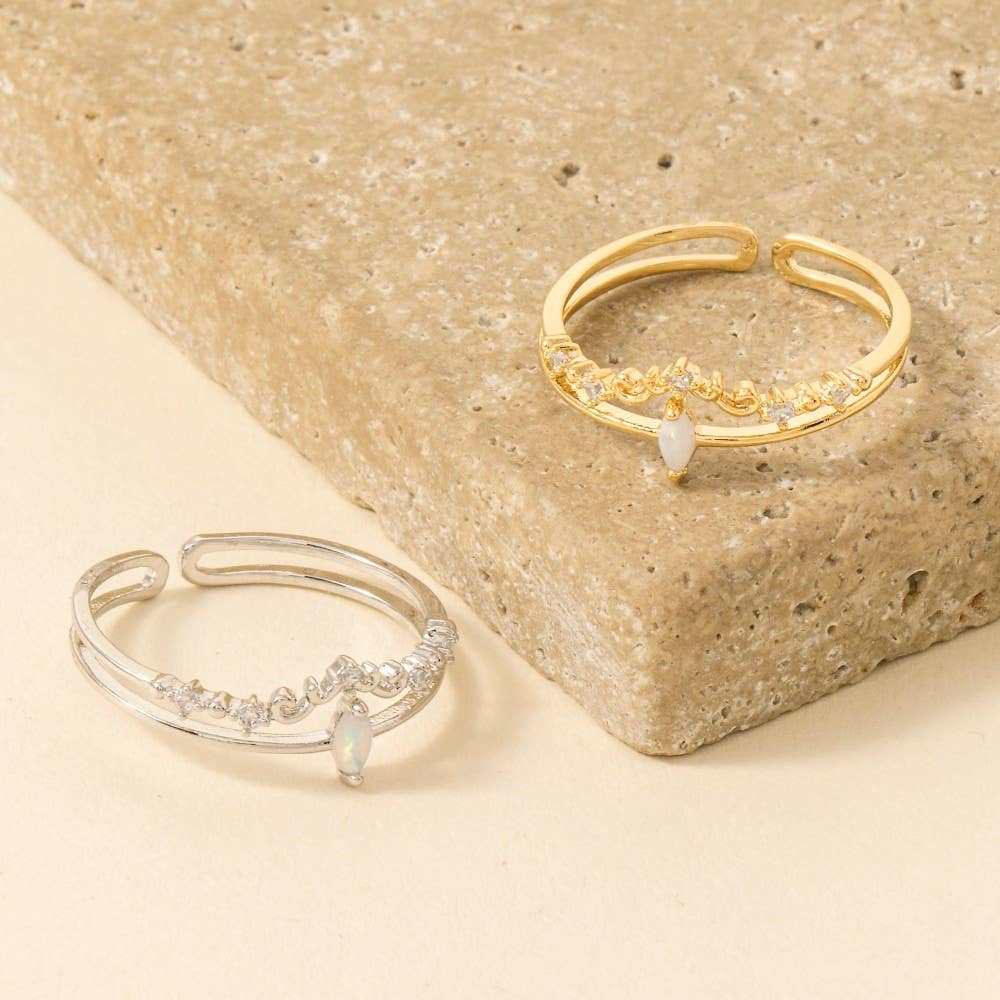 Anarchy Street – Engroshandel Båndring – Dobbelt Band Opal Rhinestone justerbar Ring2