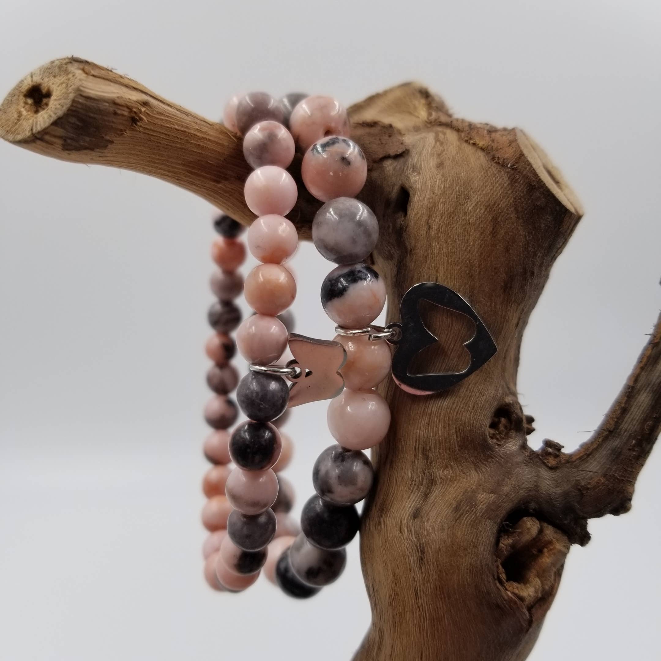 CHAKRA JEWELRY - Vente Bracelets à breloques/pendentifs - Ensemble de bracelets papillon en pierre naturelle pour mère et fille2