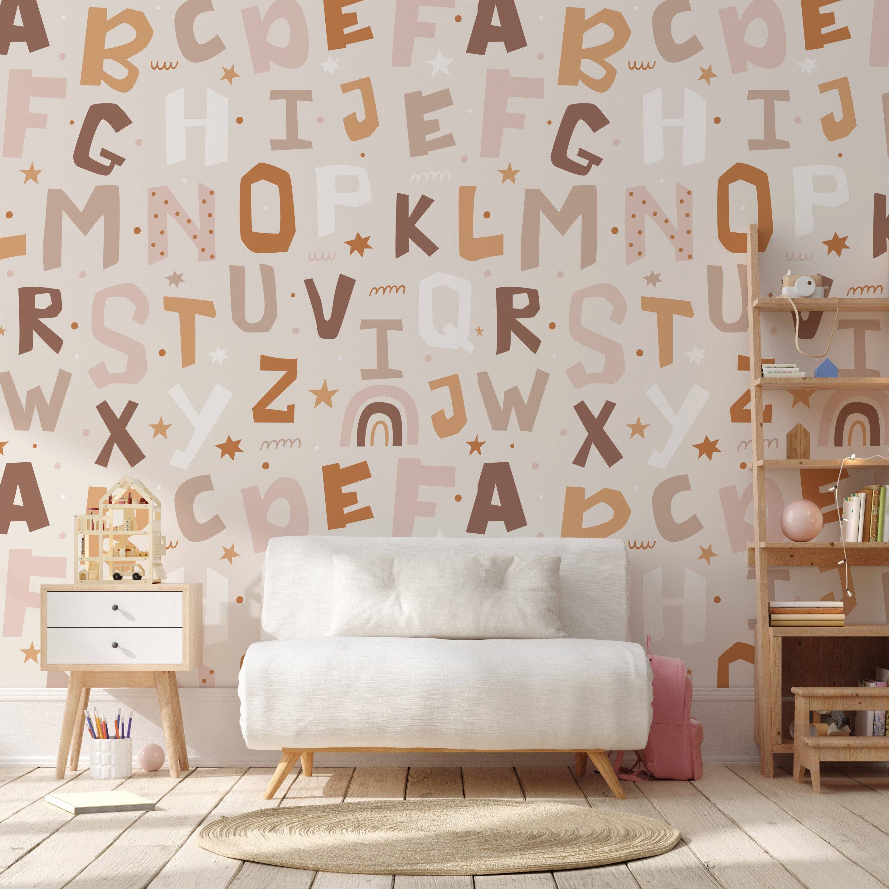Wallpapers4Beginners - Wholesale Wallpaper - Carta da parati con alfabeto giocoso per le camere dei bambini1