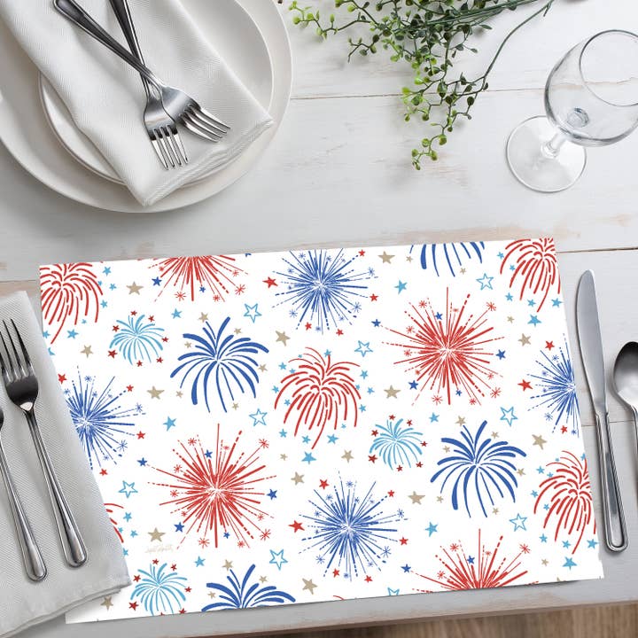 CounterArt/Highland Home/Thirstystone/CoasterStone - Wholesale Disposable Placemat - "Star Spangled" Premium Paper Stock Placemats 24 Sheet