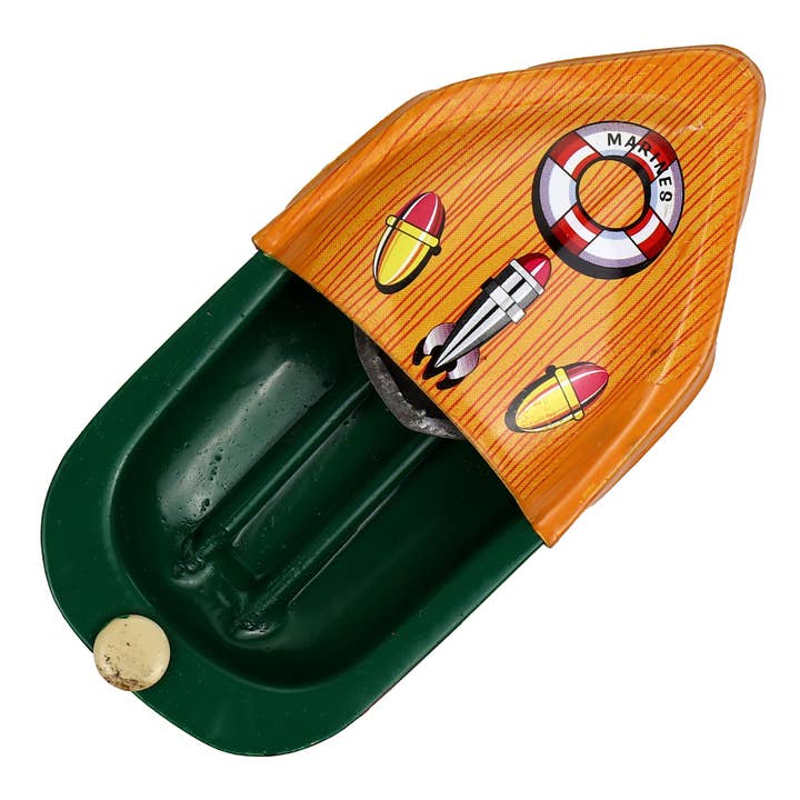 Tin Toy Candle Boat Pop Pop Boat Mini Litho Orange for wholesale by Tribal Trade GmbH