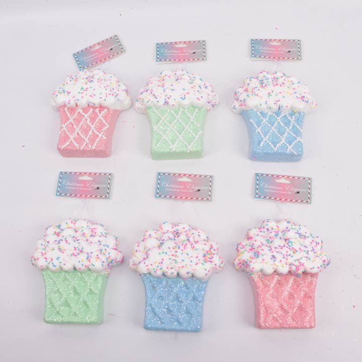 Country Silk - Wholesale Ornament Set - FLAT FOAM CUP CAKE ORNAMENT WITH SPRINKLE GLITTER0