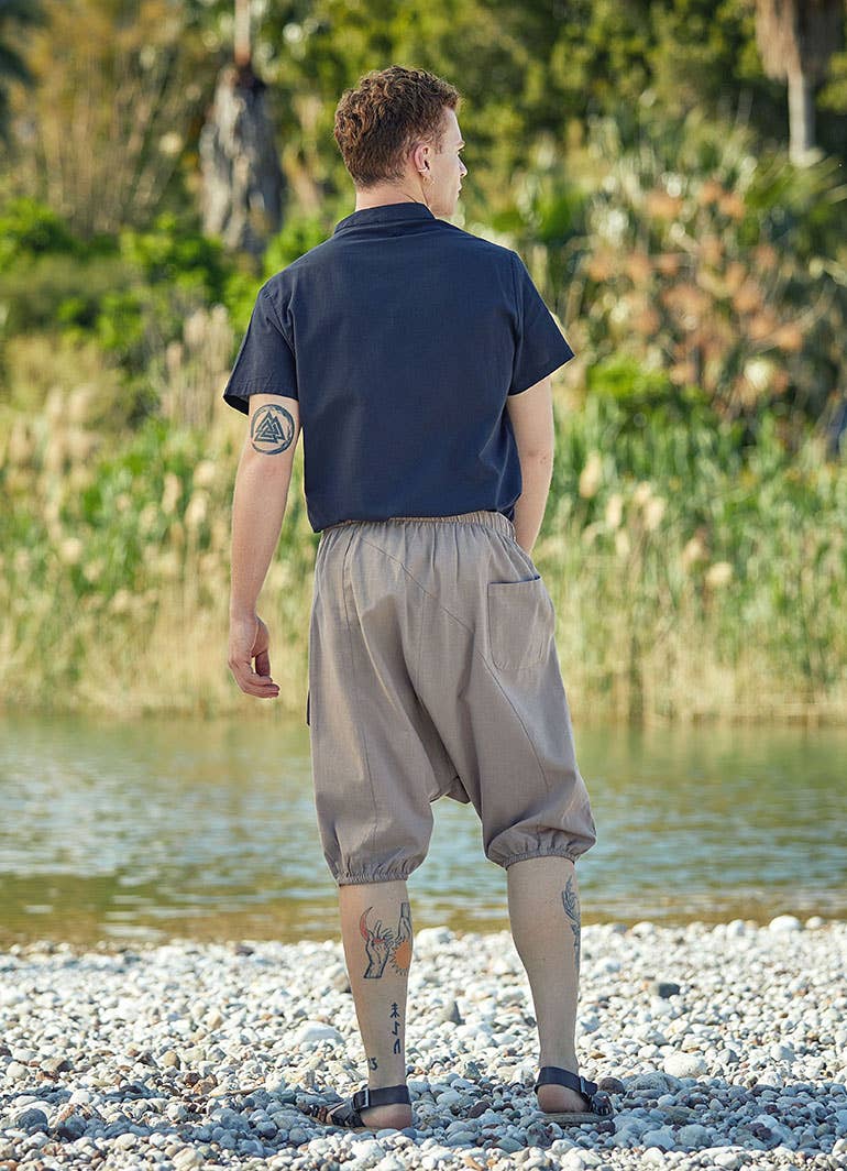 BohoClandestino - Wholesale Pants - Men's - Men's Short Beige Hippie Harem Pants2