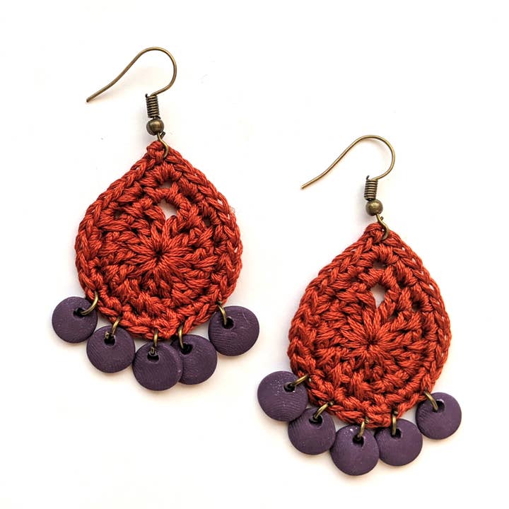 Handmade Teardrop Earrings With Clay Dangles for wholesale by Royaboya Handmade