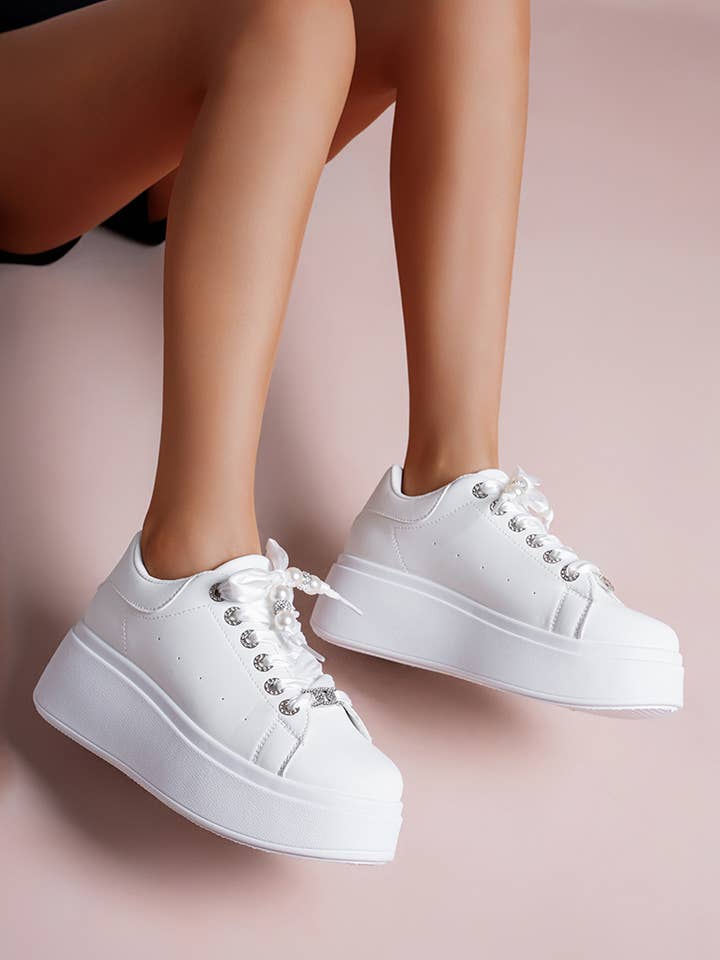LADY GLORY – wholesale Vardagssneakers - Dam – Pärlade platå-sneakers
