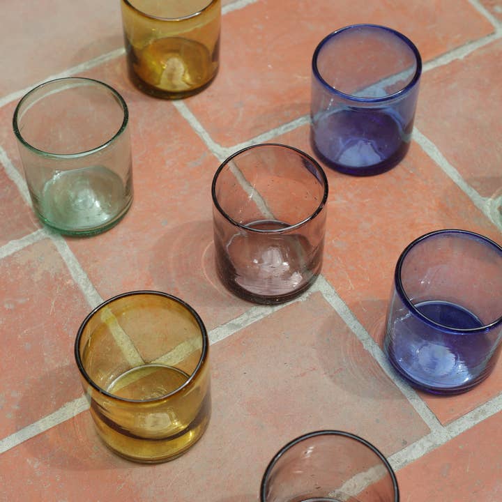 LUZ Collection - Wholesale Cocktail/Liquor Glass - Hand Blown Wine or Cocktail Glass Tumbler - Medium, 4 Colors