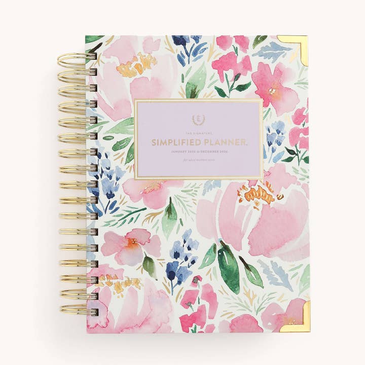 2026 Spiral Daily Simplified Planner - Cottage Floral for wholesale by Simplified by Emily Ley