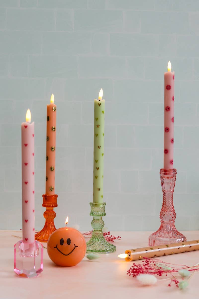 Aifcandles - Wholesale Flameless Candle - LED Pillar Candle Smiley Pink - Set of 24