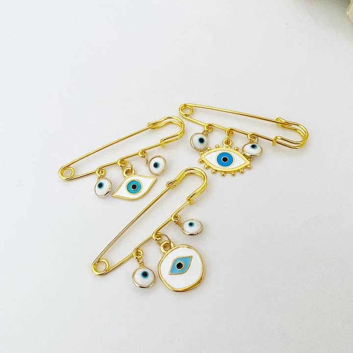Evileyefavor - Wholesale Brooch - Evil Eye Handmade Safety Pin, Gold Safety Pin for Protection4