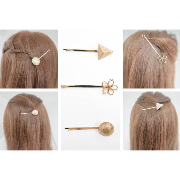 High Quality metal hair pin set | 3 pieces metal Bobby Pins for wholesale by littletwinkleco
