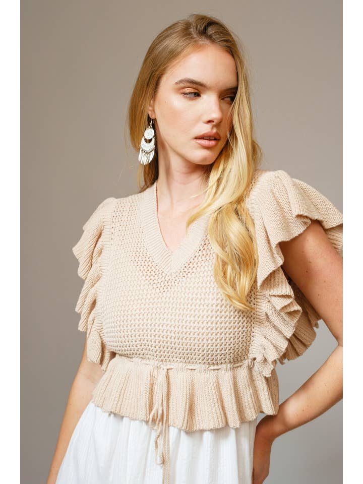 TAUPE 36828SET - Open Knit Embroidered Midi Dress Set for wholesale on Faire5